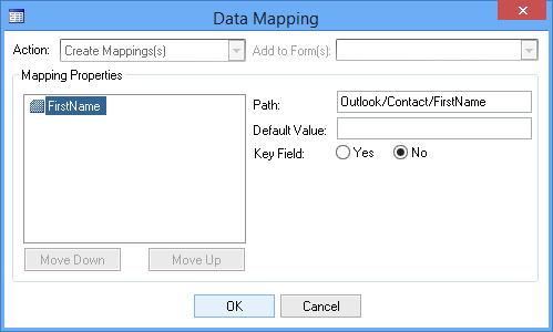 Picture showing the Data Mapping dialog box.